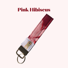 Load image into Gallery viewer, Pink Hibiscus + Multicolor Monstera Key Fob
